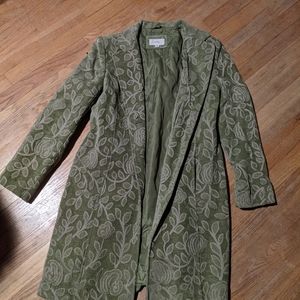 Green brocade Merona coat
